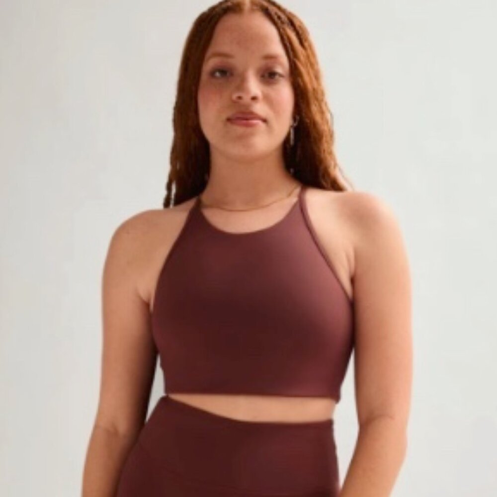 Girlfriend Collective High-Neck Racerback Crop Tank – Size L